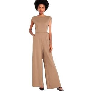 Old Navy Jumpsuit Women Medium Brown Wide Leg Minimalist Chic Stretch Casual